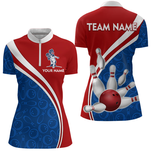 American Bowling Jersey Men And Women Custom Bowling Shirts Unisex 1/4 Zip Bowling Team Shirt BDT600