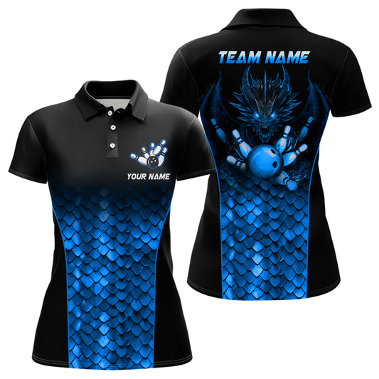 Custom Blue Dragon Bowling Polo Shirts For Men And Women Bowling Team Jersey BDT508