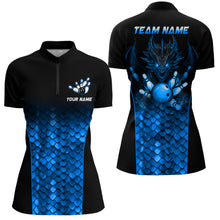 Load image into Gallery viewer, Custom Blue Dragon Bowling 1/4 Zip Shirts For Men And Women Bowling Team Jersey BDT508