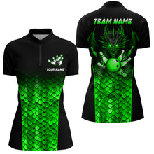 Load image into Gallery viewer, Custom Green Dragon Bowling 1/4 Zip Shirts For Men And Women Bowling Team Jersey BDT508