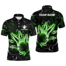 Load image into Gallery viewer, Custom Green Flames Bowling Shirt For Men &amp; Women Polo Bowling Team Jersey Unisex BDT542