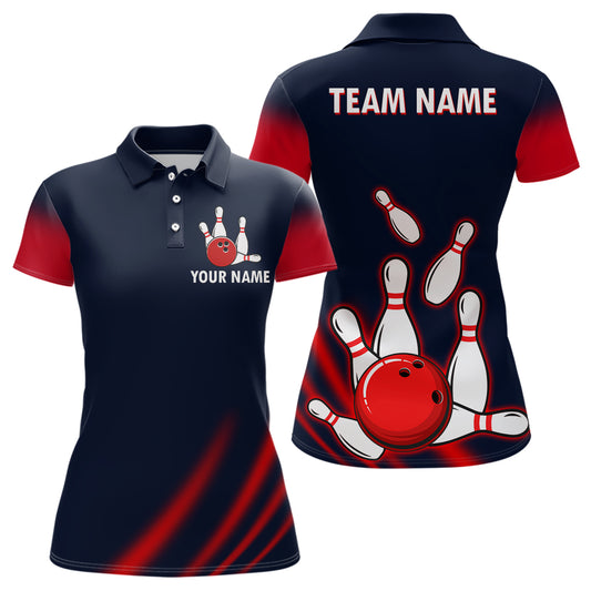 Custom Navy Bowling Shirt For Men & Women American Bowling Team Jersey Polo Bowling Outfit BDT574