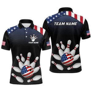 Custom American Flag Bowling Jersey Men Women Patriotic Bowling Polo Shirt For Team BDT492