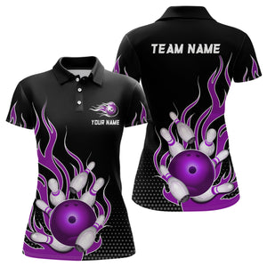 Purple Flame Bowling Polo Shirts for Men And Women Custom Bowling Team Jerseys Unisex BDT477