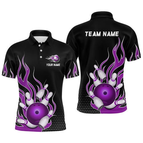 Purple Flame Bowling Polo Shirts for Men And Women Custom Bowling Team Jerseys Unisex BDT477