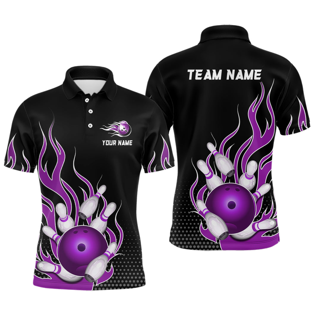 Purple Flame Bowling Polo Shirts for Men And Women Custom Bowling Team Jerseys Unisex BDT477
