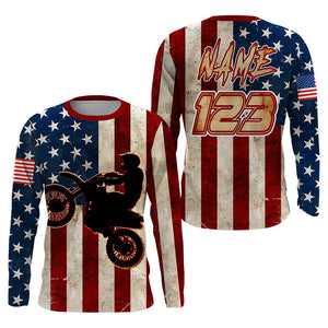 Custom Motocross Jersey Youth Men UPF30+ American Flag Dirt Bike Shirt Extreme Off-Road Motorcycle PDT619