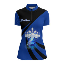 Load image into Gallery viewer, You Don&#39;t Have To Be Crazy To Bowl With Us Bowling Quarter-Zip Shirt Women Custom Bowling Jersey BDT167