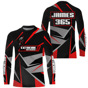 Red Motocross Racing Jersey Men Women Kid UPF30+ Custom Dirt Bike Shirt Off-Road Motorcycle PDT672