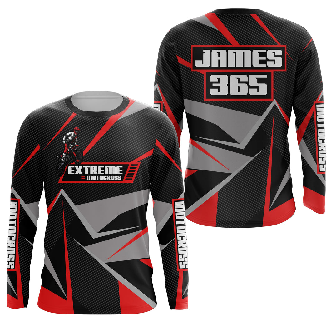 Red Motocross Racing Jersey Men Women Kid UPF30+ Custom Dirt Bike Shirt Off-Road Motorcycle PDT672