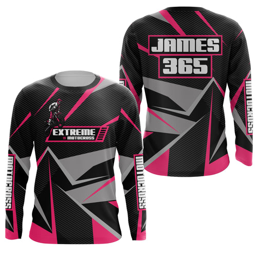 Pink Motocross Racing Jersey Men Women Kid UPF30+ Custom Dirt Bike Shirt Off-Road Motorcycle PDT672