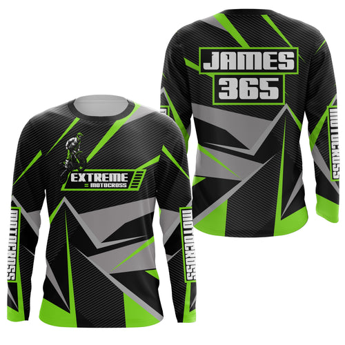 Green Motocross Racing Jersey Men Women Kid UPF30+ Custom Dirt Bike Shirt Off-Road Motorcycle PDT672