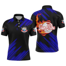 Load image into Gallery viewer, Black Bowling Polo Shirt For Men Custom Flame Bowling Jersey Team Bowling Shirt BDT262