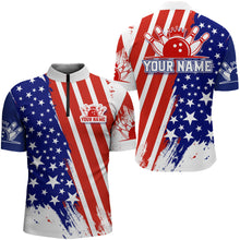 Load image into Gallery viewer, Personalized Bowling Jersey For Men American Bowling Shirt Team Custom Bowling Quarter-Zip Shirt BDT307