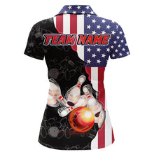 Load image into Gallery viewer, American Bowling Shirt For Women Patriotic Bowling Jersey Team League Bowling Polo Shirt BDT313