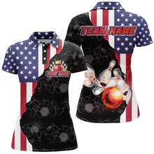 Load image into Gallery viewer, American Bowling Shirt For Women Patriotic Bowling Jersey Team League Bowling Polo Shirt BDT313