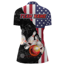 Load image into Gallery viewer, American Bowling Shirt For Women Patriotic Bowling Jersey Team League Bowling Quarter-Zip Shirt BDT313