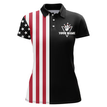 Load image into Gallery viewer, American Bowling Shirt Women Black Bowling Team League Jersey Custom Bowling Polo Shirt BDT357