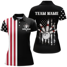 Load image into Gallery viewer, American Bowling Shirt Women Black Bowling Team League Jersey Custom Bowling Polo Shirt BDT357