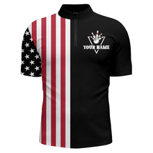Load image into Gallery viewer, American Bowling Shirt Men Black Bowling Team League Jersey Custom Bowling Quarter-Zip Shirt BDT357