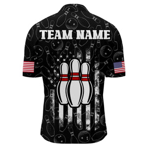 American Bowling Jersey Men Patriotic Bowling Team Shirt Custom Bowling Quarter-Zip Shirt BDT358