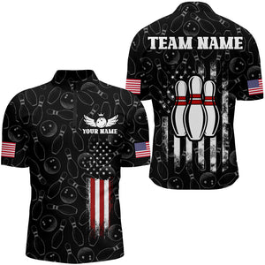 American Bowling Jersey Men Patriotic Bowling Team Shirt Custom Bowling Quarter-Zip Shirt BDT358