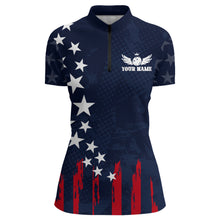 Load image into Gallery viewer, Navy Bowling Quarter-Zip Shirt Women American Bowling Team Jersey Custom Star Bowling Shirts BDT360