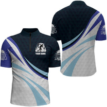 Load image into Gallery viewer, Black&amp;Blue Bowling Jersey For Men Personalized Bowling Quarter-Zip Shirt BDT277