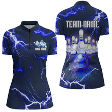 Load image into Gallery viewer, Bowling Quarter-Zip Shirt Women Lightning Thunder Bowling Jersey Custom Bowling Jersey BDT389