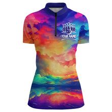 Load image into Gallery viewer, Rainbow Bowling Quarter-Zip Shirt For Women Custom Bowling Jersey Bowling Team Shirts BDT254