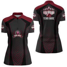 Load image into Gallery viewer, Bowling Quarter-Zip Shirt For Women Custom Name Bowling Jersey Bowling Team Shirt BDT266