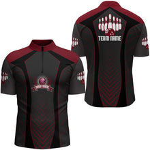 Load image into Gallery viewer, Bowling Quarter-Zip Shirt For Men Custom Name Bowling Jersey Bowling Team Shirt BDT266