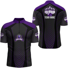 Load image into Gallery viewer, Bowling Quarter-Zip Shirt For Men Custom Name Bowling Jersey Bowling Team Shirt BDT266