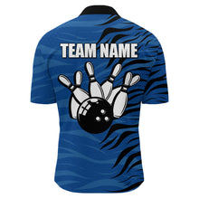 Load image into Gallery viewer, Custom Bowling Quarter-Zip Shirt Blue Bowling Jersey For Men Personalized Bowling League Shirt BDT338