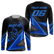 Load image into Gallery viewer, Personalized MotoX Jersey Adult&amp;Kid Upf30+ Blue Motocross Dirt Bike Shirt Off-Road Racing Jersey PDT674