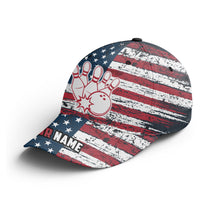 Load image into Gallery viewer, Patriotic Bowling Hat Custom Name Bowling Cap for Team American Flag Bowling Cap BDT438
