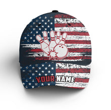 Load image into Gallery viewer, Patriotic Bowling Hat Custom Name Bowling Cap for Team American Flag Bowling Cap BDT438