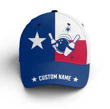 Load image into Gallery viewer, Texas Flag Bowling Hat Custom Name Bowling Cap for Team Personalized Bowling Cap BDT439