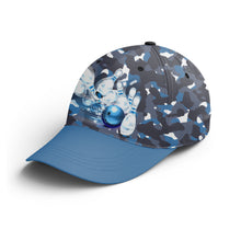 Load image into Gallery viewer, Blue Camo Bowling Hat Custom Name Bowling Cap Personalized Bowling Cap for Team BDT440