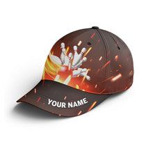 Load image into Gallery viewer, Flame Bowling Hat Custom Bowling Cap With Name Bowling Cap for Team BDT441