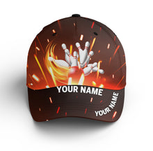Load image into Gallery viewer, Flame Bowling Hat Custom Bowling Cap With Name Bowling Cap for Team BDT441