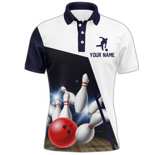 Load image into Gallery viewer, Navy Bowling Polo Shirt Men Personalized 3D Bowling Jersey Team League Bowling Shirt BDT283