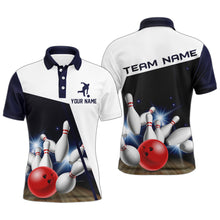 Load image into Gallery viewer, Navy Bowling Polo Shirt Men Personalized 3D Bowling Jersey Team League Bowling Shirt BDT283