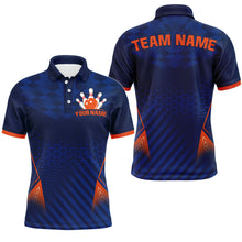 Load image into Gallery viewer, Navy&amp;Orange Bowling Jersey Men &amp; Women Custom Bowling Polo Shirt Team League BDT526