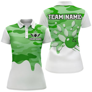 Green Camo Bowling Jersey Men Women Bowling Team Jersey Custom Bowling Polo Shirts Unisex BDT593