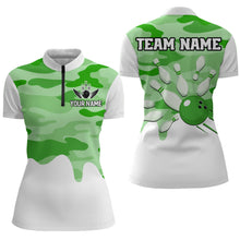 Load image into Gallery viewer, Green Camo Bowling Jersey Men Women Bowling Team Jersey Custom Bowling 1/4 Zip Shirts Unisex BDT593