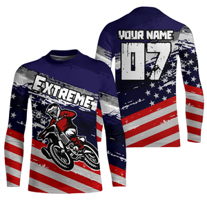American Flag Motocross Jersey Kid Men Women UPF30+ Custom Youth Dirt Bike Shirt MX Racing PDT618