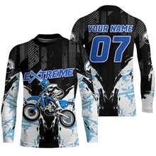 Load image into Gallery viewer, Blue Motocross Jersey UPF30+ Personalized Dirt Bike Youth Motocross Riding Shirt Men Women Kid PDT631