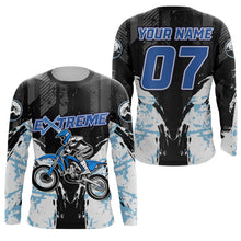 Load image into Gallery viewer, Blue Motocross Jersey UPF30+ Personalized Dirt Bike Youth Motocross Riding Shirt Men Women Kid PDT631