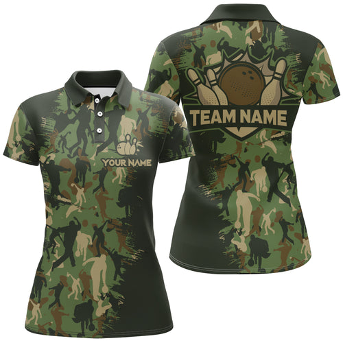 Custom Bowling Shirts Women Camo Bowling Jersey Team League Bowling Polo Shirt BDT304